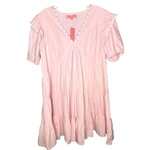 Simply Southern RicRac Dress Womens small‎ Ruffle pink tiered coquette babydoll
